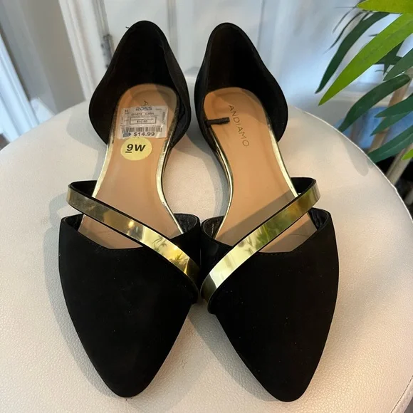 NWT Andiamo brand black flat with gold accents - Picture 4 of 15